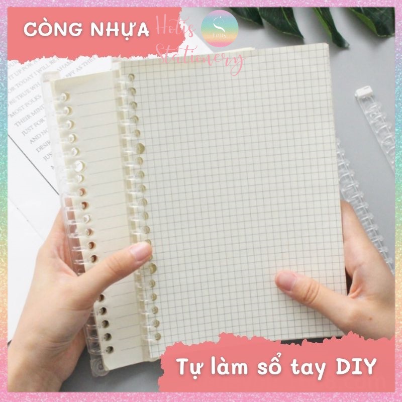 [HOTIS] Thanh còng nhựa trong suốt có chốt gài - Binder A5 20 còng/ B5 26 còng