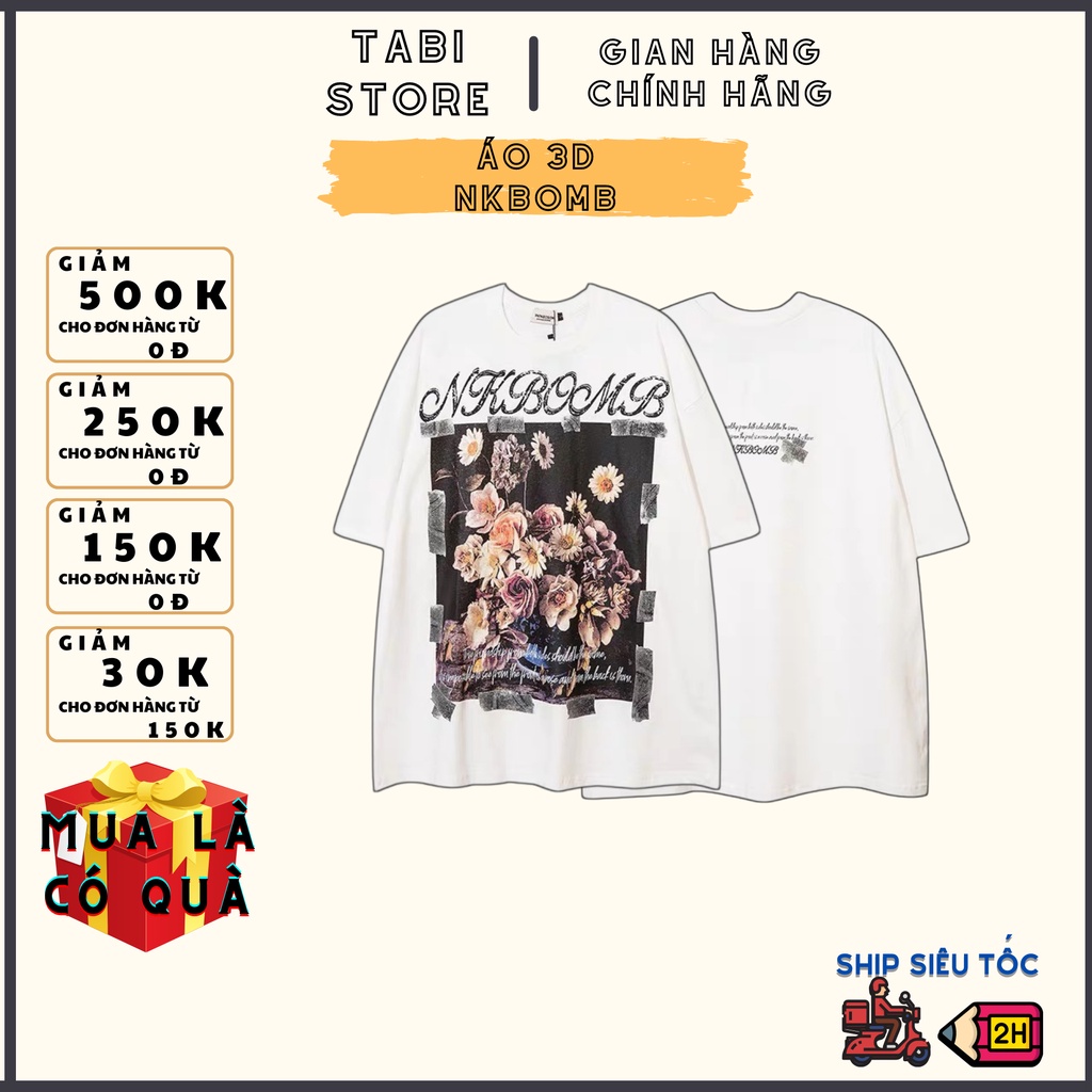 Áo thun tay lỡ unisex in 3D dáng rộng thun cotton dưới 75kg tabistore -  NKBomb