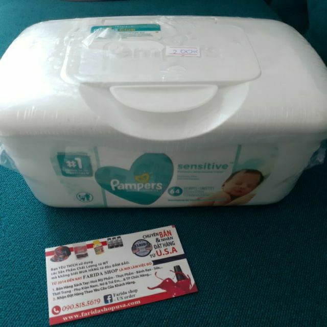 KHĂN GIẤY ƯỚT  KHÔNG MÙI CHO DA NHẠY CẢM CỦA BÉ PAMPERS Sensitive Baby Wipes, 1 bịch = 84Mieng NHẬP MỸ