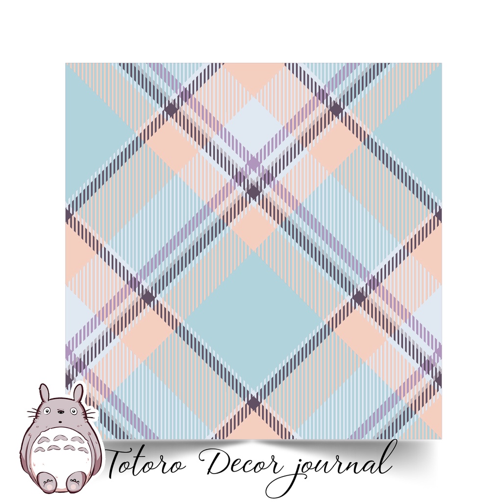 Sét 14 tờ gói hàng gói quà bọc vở họa tiết caro xanh tím