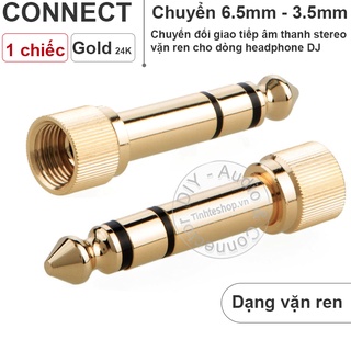 Đầu chuyển 6.5 ra 3.5 vặn ren cho headphone DJ gold 24K