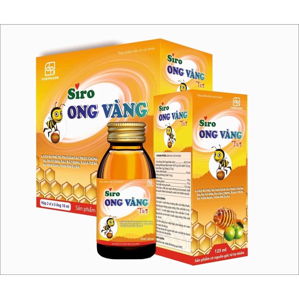 Siro Ong Vàng TW3 Foripharm giảm ho, ho có đờm, đau rát họng - chai 125ml