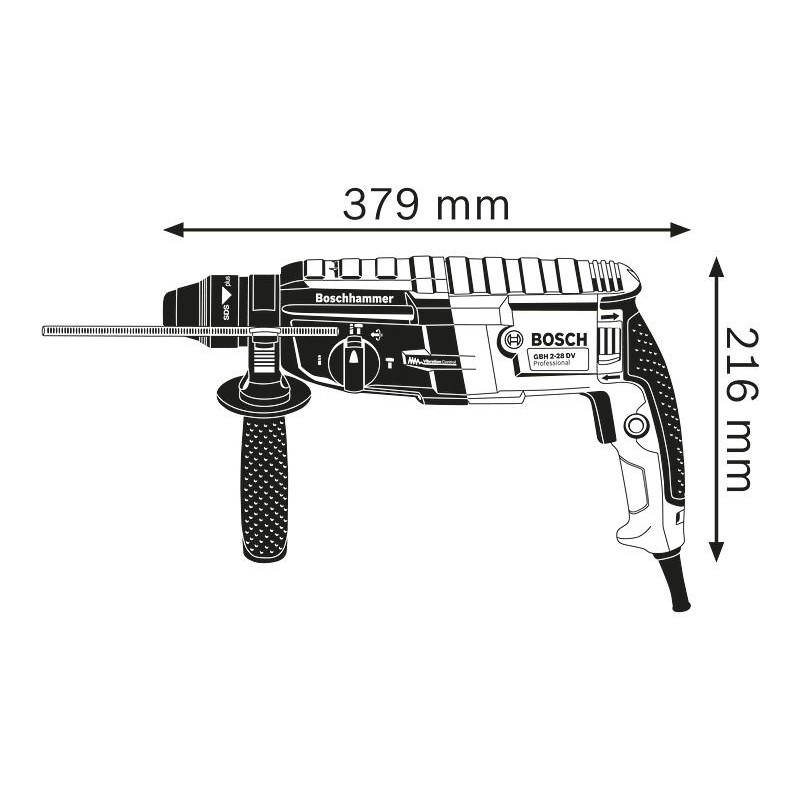 Máy khoan búa Bosch GBH 2-28 DV Professional + Quà tặng áo mưa