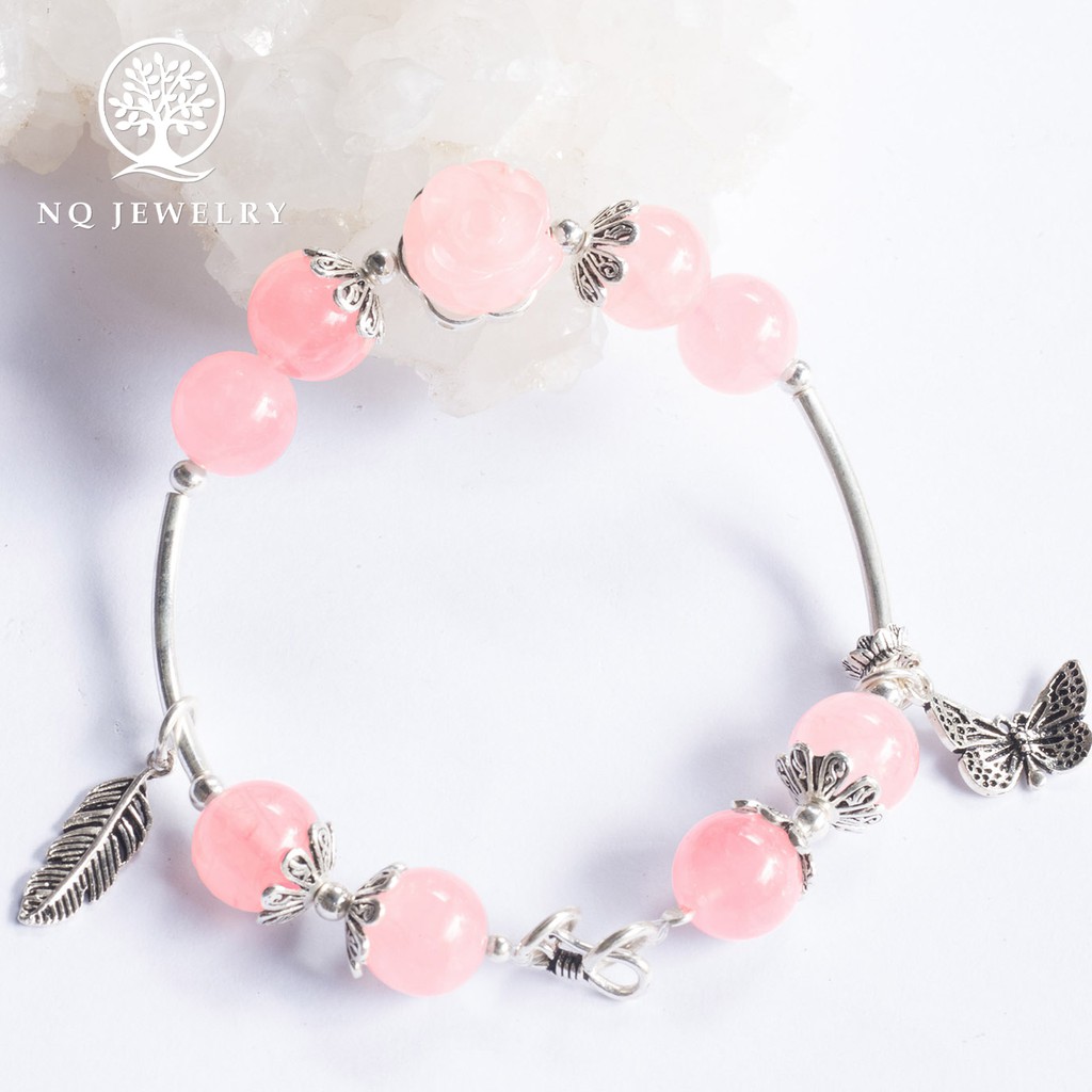 Vòng tay phối charm hoa mẫu đơn - NQ Jewelry