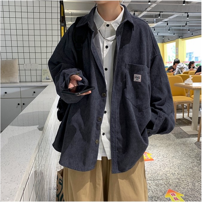 Áo sơ mi nhung tăm nam nữ unisex màu ghi cao cấp 308 pon.mens