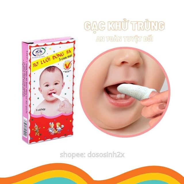 [hộp 5 chiếc] Rơ lưỡi cho bé Đông Fa, tưa lưỡi vệ sinh trọn gói đồ sơ sinh - 2X MART