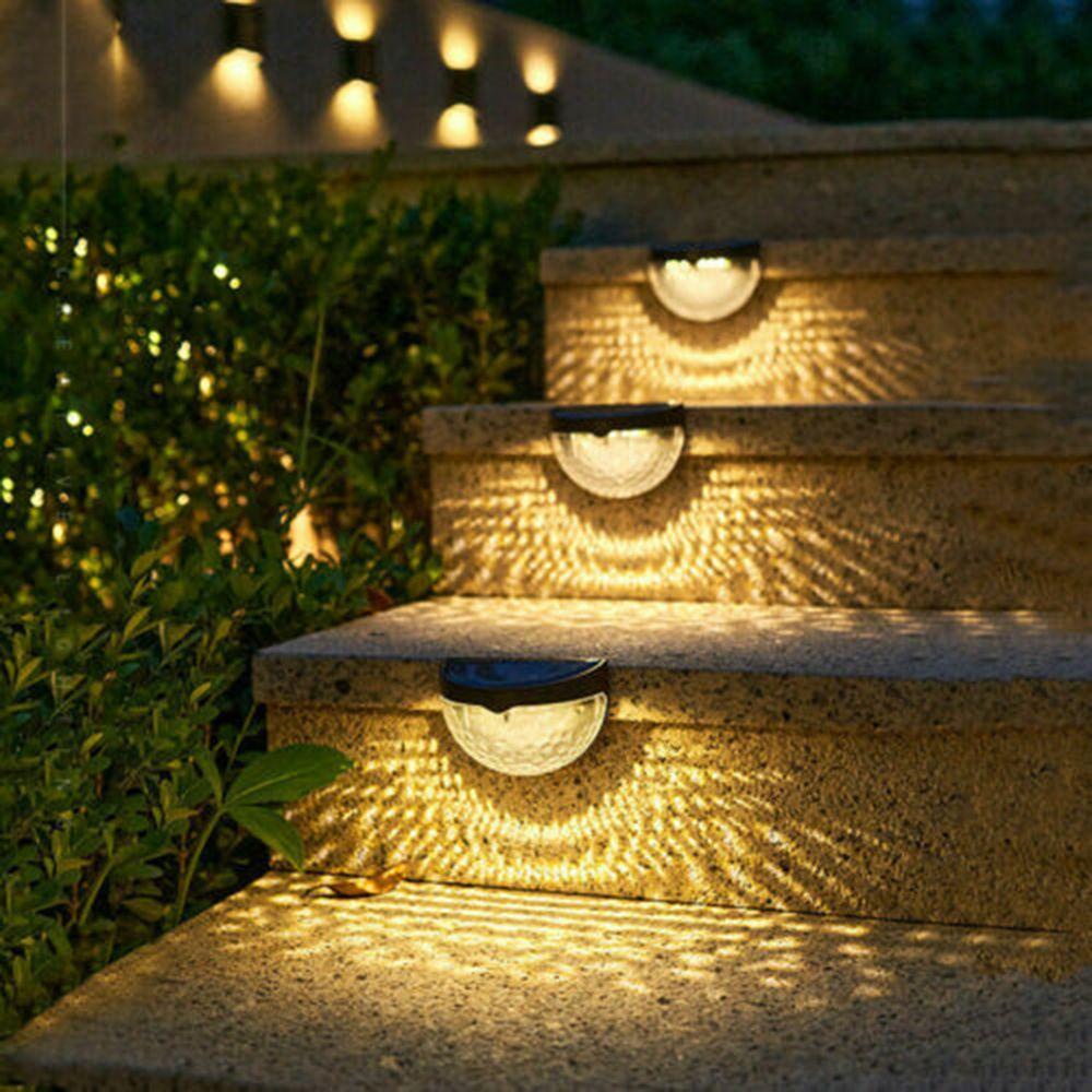 KUNHEV Đèn LED 6 Bóng Năng Lượng Mặt Trời Hình Bán Nguyệt Trang Trí Hàng Rào