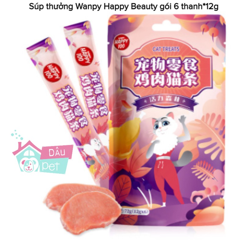 Súp Thưởng Wanpy Happy Beauty Cho Mèo Gói 6 thanh