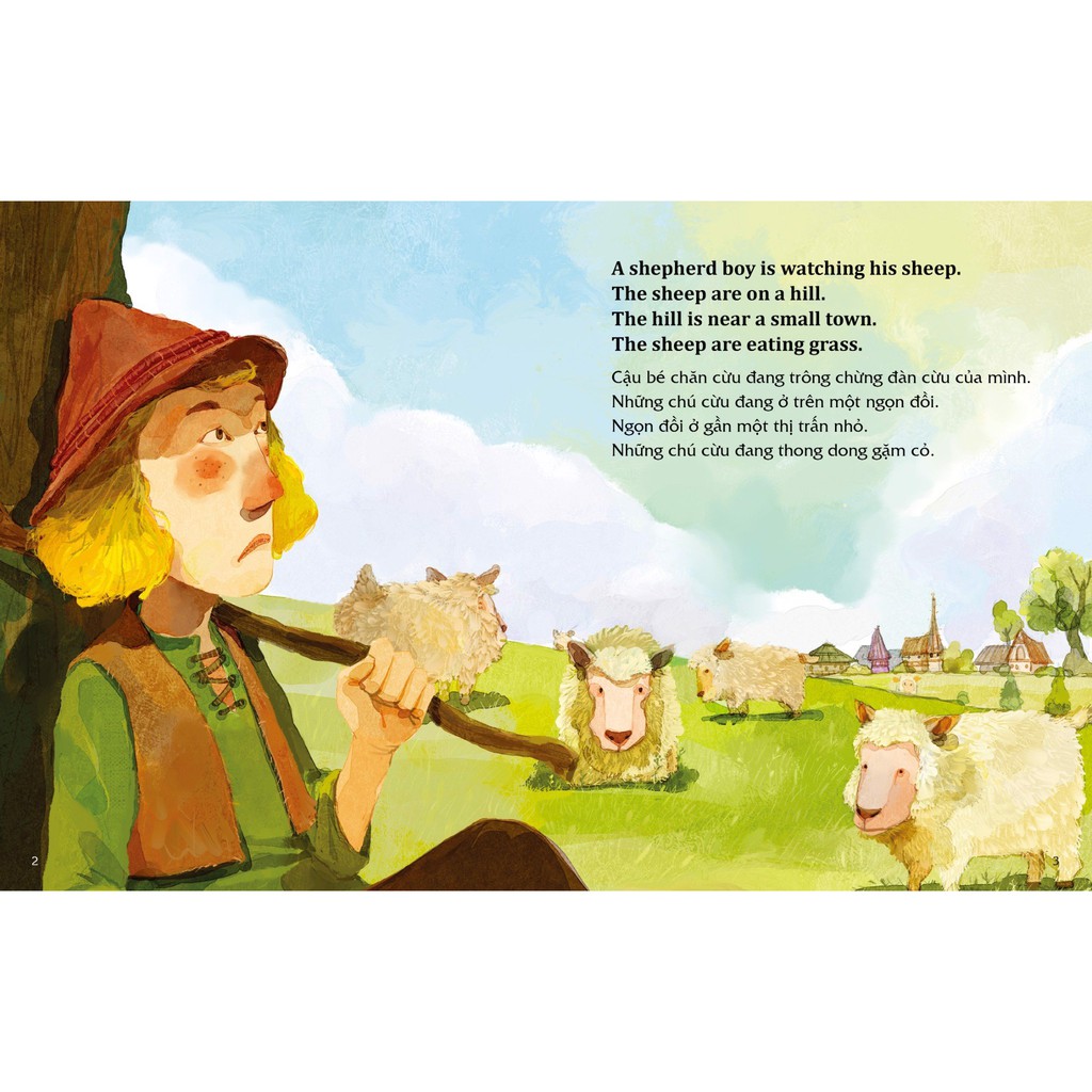 Sách - Học tiếng Anh cùng truyện ngụ ngôn Aesop - Cậu bé chăn cừu và con sói - The Shepherd Boy and the Wolf