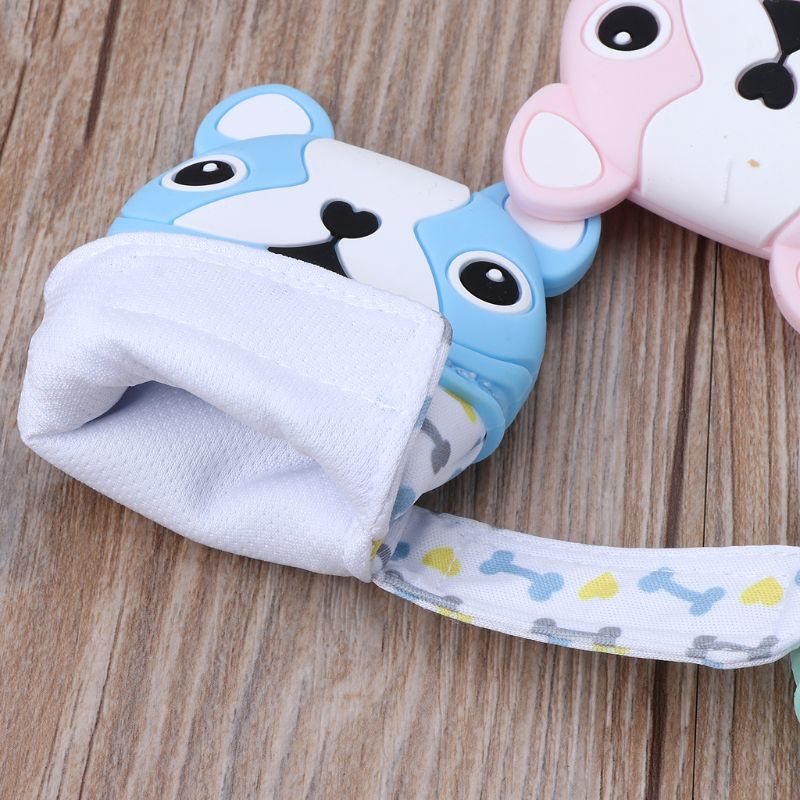 Găng Tay Ngậm Mọc Răng Chống Cắn Bằng Silicon Họa Tiết Hoạt Hình Cho Em Bé Sơ Sinh