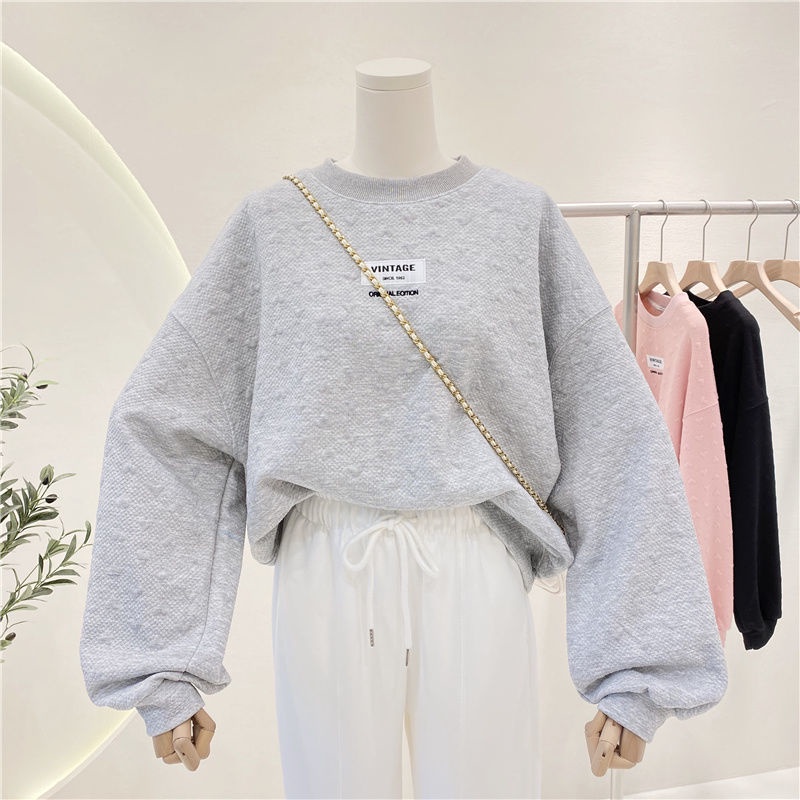 Design Sense Minor Explosions Love Crewneck Thickened Wei Yi Women's Spring and Autumn Korean Loose Long Sleeve Jacket ins Tide