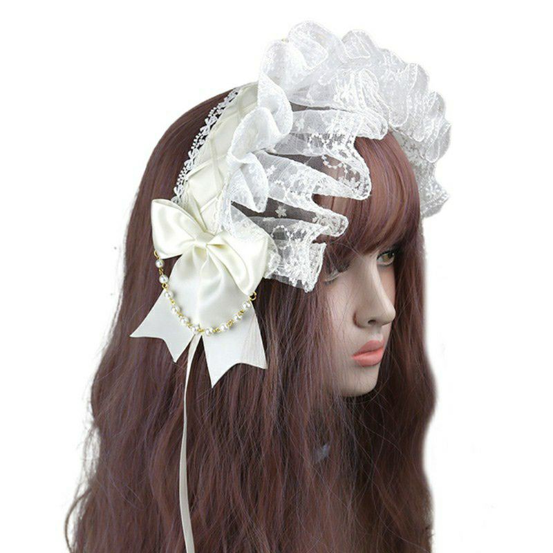 Băng Đô Bonet Lolita Ren Phối Chuỗi Ngọc