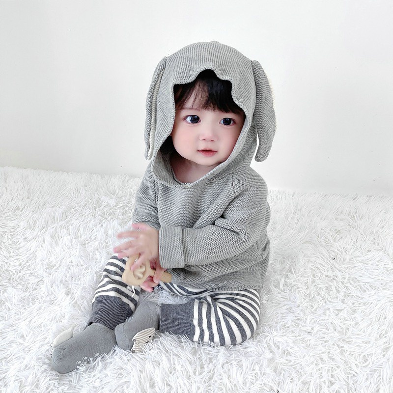 Áo len tai thỏ bé trai, bé gái 3 màu A94