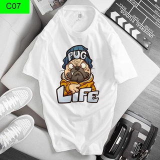 Áo thun nam in hình chó Pug Dabing dễ thương ( Trắng )