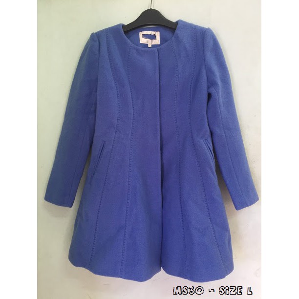 MS30 - ÁO KHOÁC DẠ NỮ DÁNG DÀI CỔ TRÒN MÀU XANH