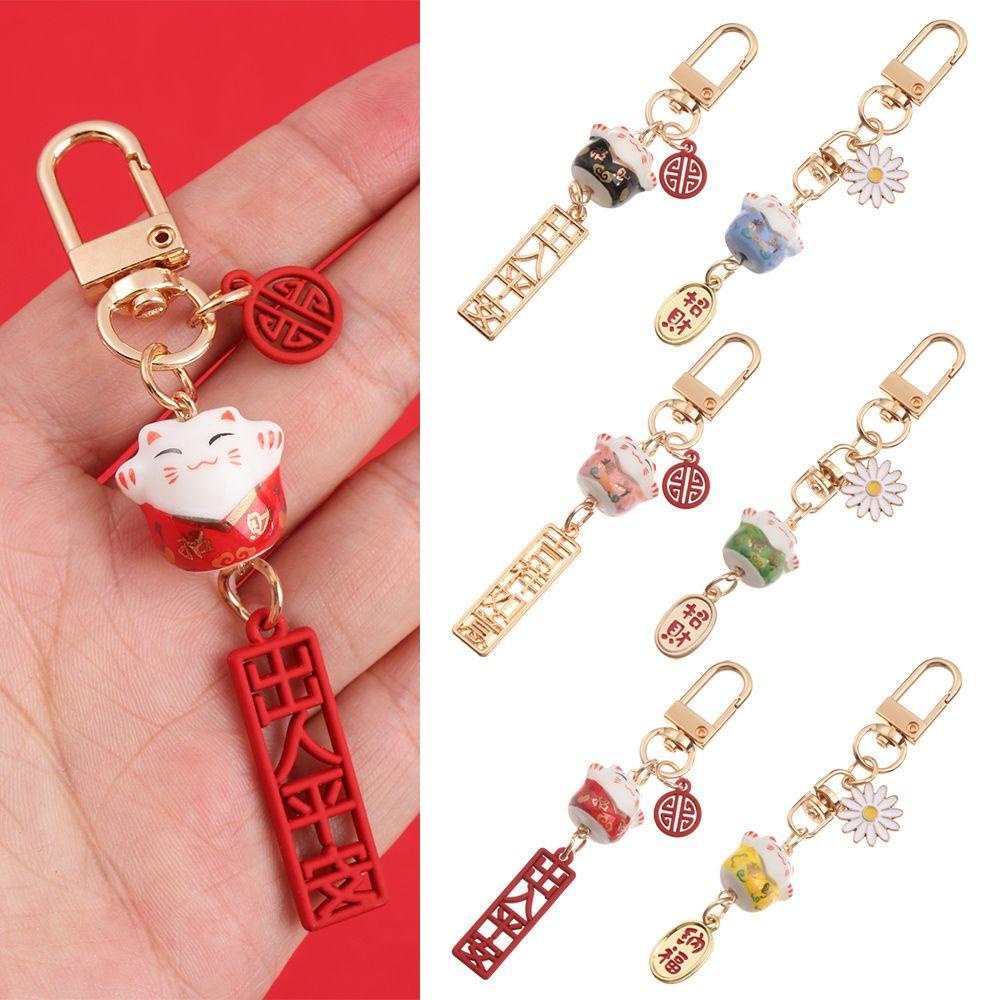 GOGOUP Móc Khóa Hình Chú Mèo May Mắn Dễ Thương