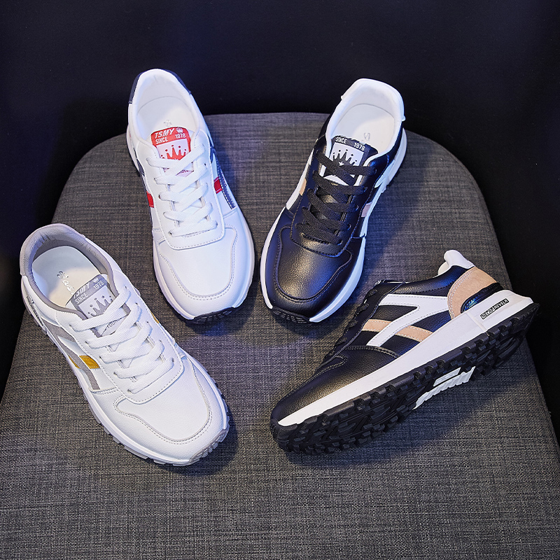 Giày Thể Thao Da Mũi Tròn Phong Cách retro Cho Nữ