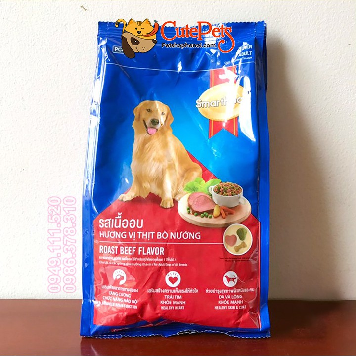 Thức ăn cho chó lớn Smart Heart Adlut 400g hạt cho chó Vị thịt bò nướng - CutePets Phụ kiện chó mèo Pet shop Hà Nội