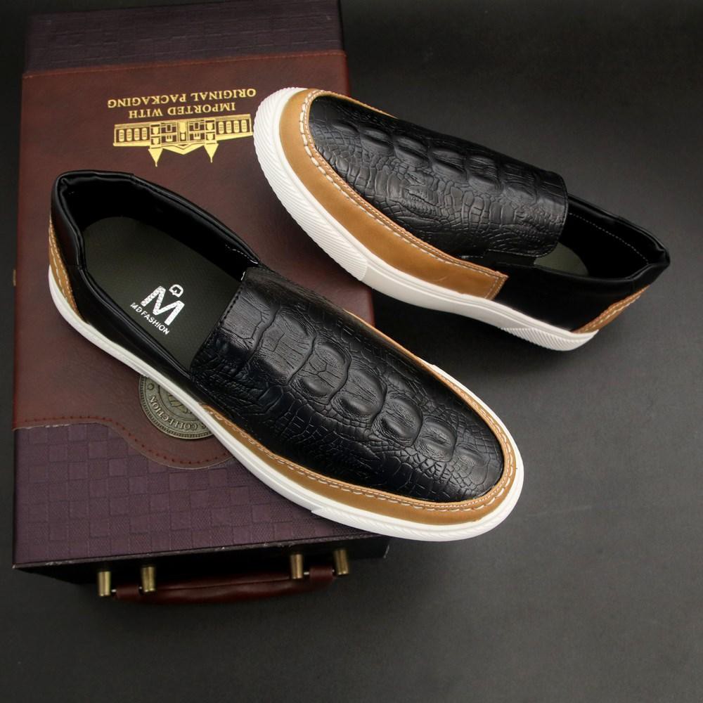 giày lười nam thời trang cá tính G574 giày vân cá sấu đen nâu kết hợp | BigBuy360 - bigbuy360.vn
