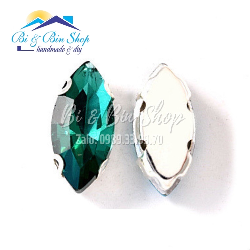 20 Viên Đá Đế Lá Me 7x15mm Hạt Pha Lê Đính kết Trang Phục, Làm Phụ Kiện Thời Trang