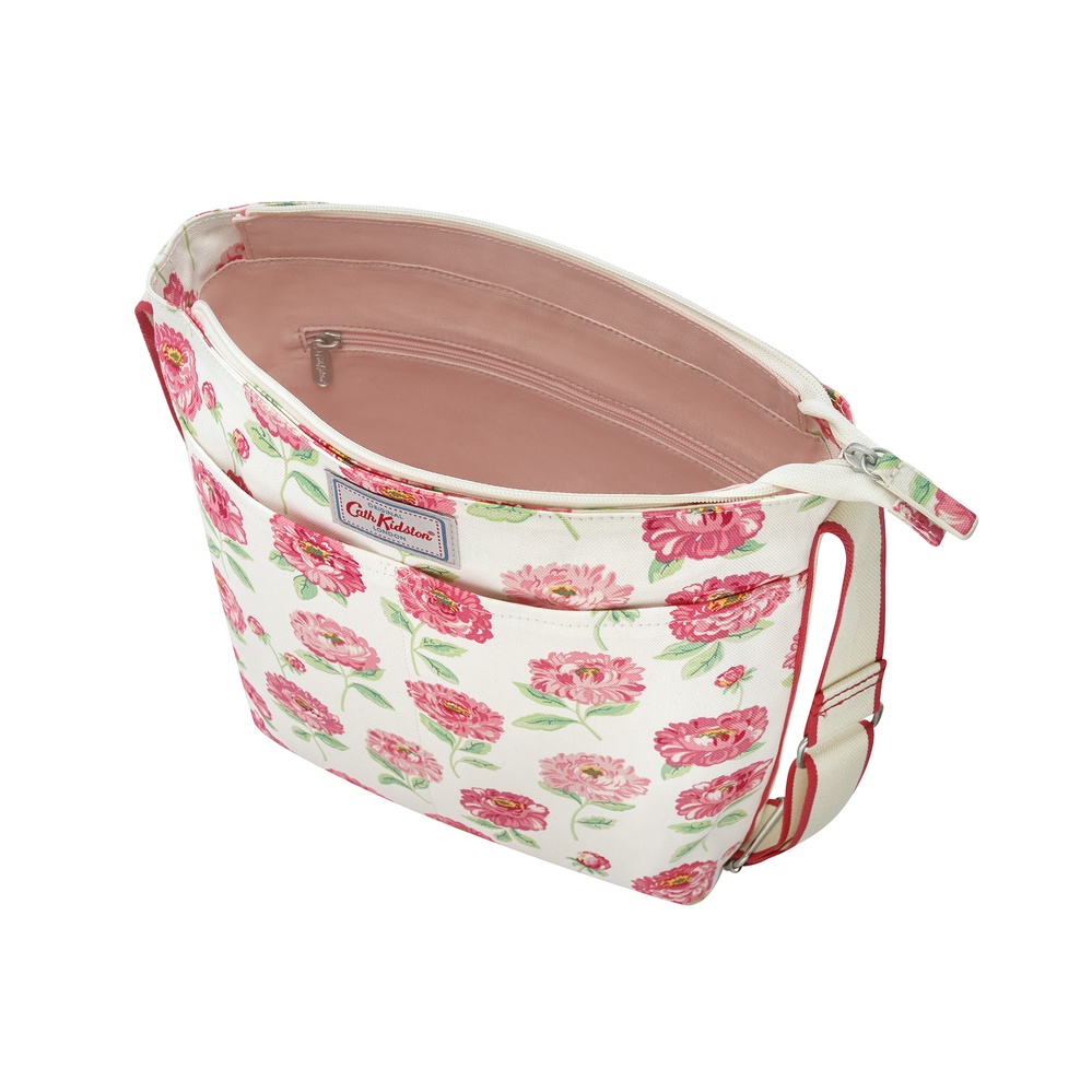 Cath Kidston - Túi đeo chéo Zipped Messenger Bag Dahlia - 1009170 - Cream