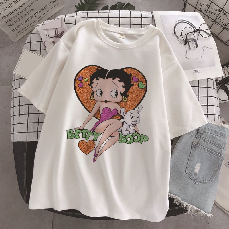 Áo thun nữ tay ngắn in hình Betty Boop thời trang trẻ trung