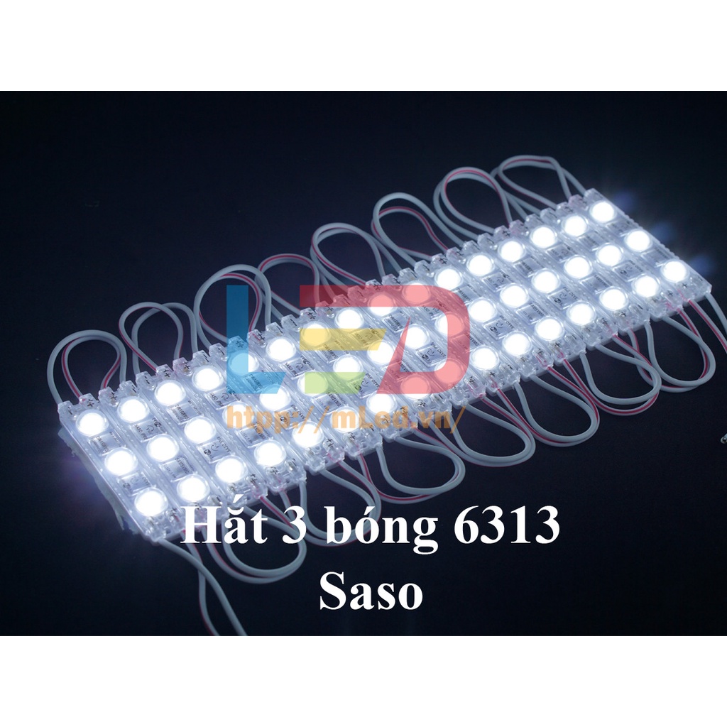 Led hắt 3 bóng 2835 kích thước 6313 SASO chống nước IP68 điện áp 12V, làm biển QC, trang trí viền mặt tiền