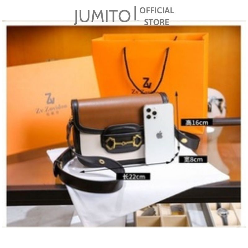 Túi xách nữ đeo vai đeo chéo GC Hà hồ phối màu nâu thời trang hot 2022 JUMITO T1.044