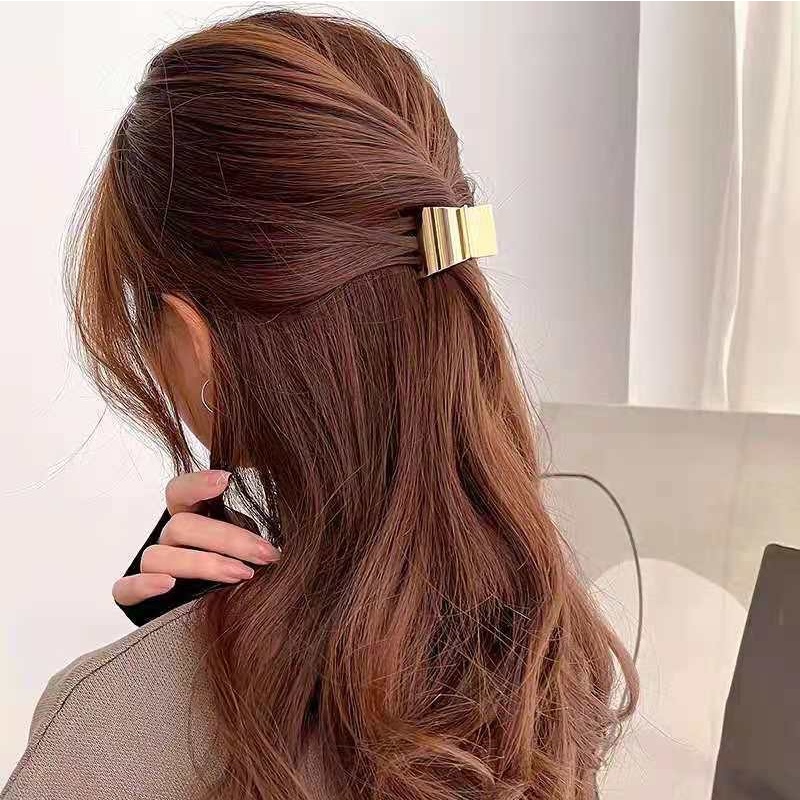 Kẹp Tóc Cỡ Lớn Bằng Kim Loại Thiết Kế Đơn Giản Thời Trang