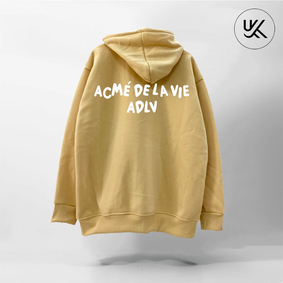 Áo khoác Nỉ HOODIE ADLV Oversize, Form dáng RỘNG màu xám xanh khói, be, nỉ bông Cao Cấp Unisex Nam Nữ - KKIMShop