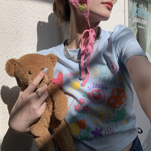 Áo thun croptop COZOKC ngắn tay ôm dáng thời trang cho nữ