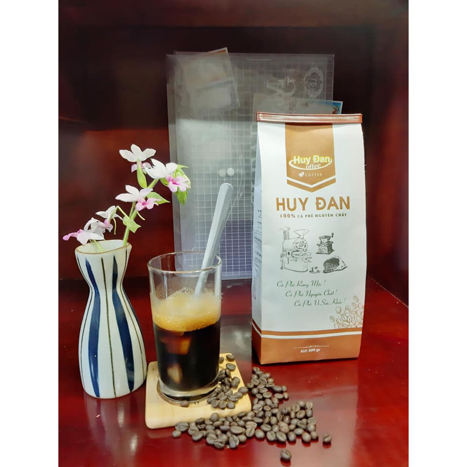 [QUÀ TỪ 1KG Arabica Robusta] 500gr Cà phê Rang Mộc HUYDAN COFFEE - Cà phê rang xay mộc pha phin pha máy