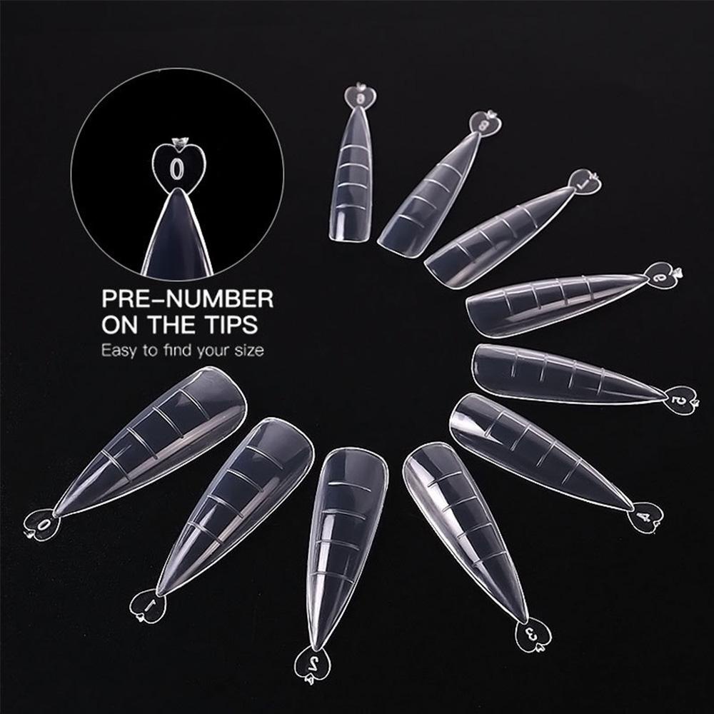 [Hàng mới về] Hộp 100 khuôn tạo hình đầu móng tay trong suốt bằng gel UV nhiều màu sắc