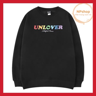 Áo sweater Uncover nam nữ form rộng màu đen oversize, chất nỉ bông mềm mịn in chữ hai mặt phong cách hàn quốc