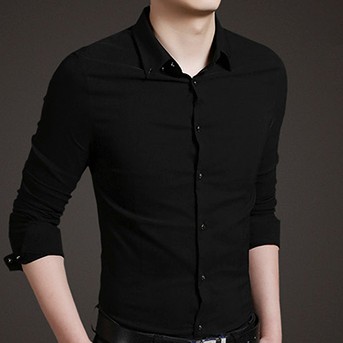 Áo Sơ Mi Tay Dài Trơn Unisex Cho Nam Vải Lụa Hàn Đẹp Và Thoáng Mát | BigBuy360 - bigbuy360.vn