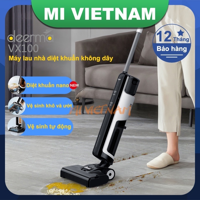 Máy lau nhà diệt khuẩn không dây Deerma VX100 máy hút bụi Diệt khuẩn nano 99% Vệ sinh khô và ướt