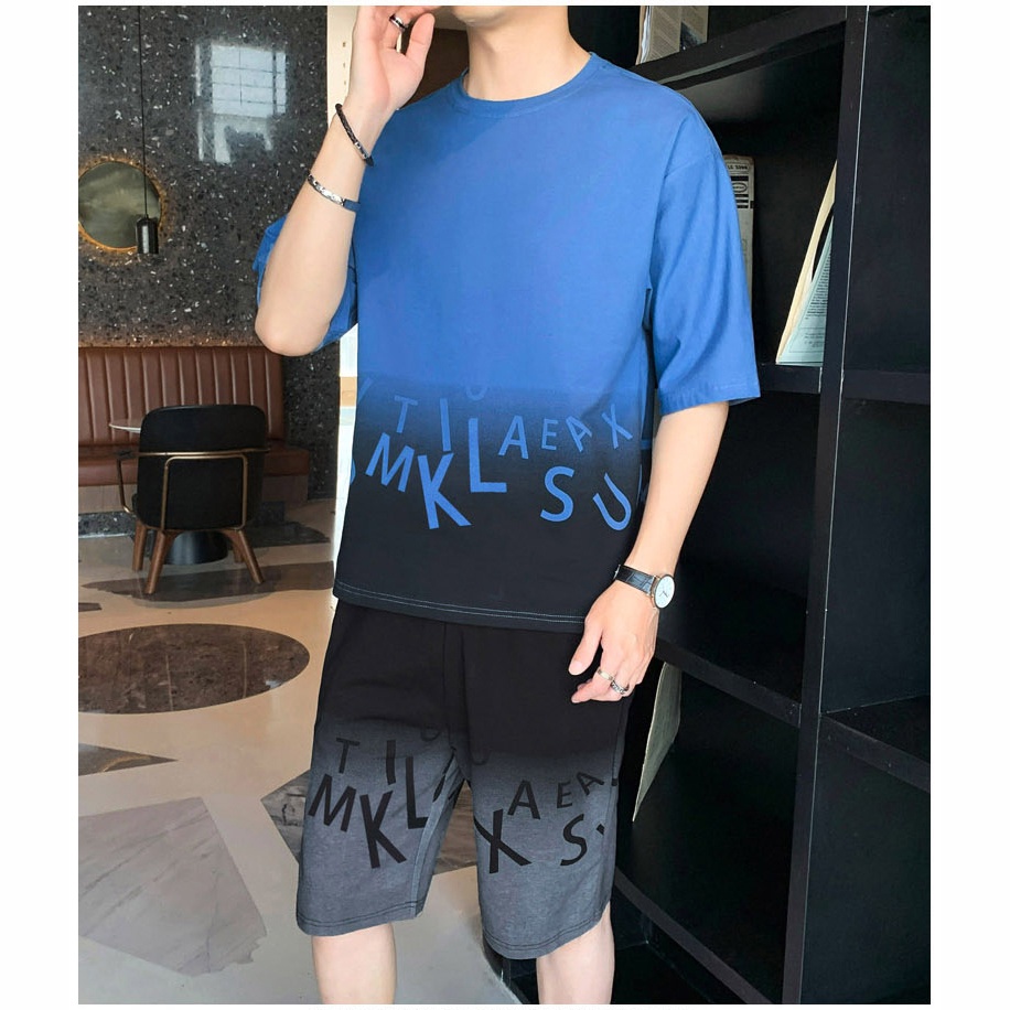 Set Bộ Quần Áo Thun Hè Nam Mẫu Mới In Họa Tiết Chữ LXSU Phối Màu Phong Cách Thời Trang MEN QA 129