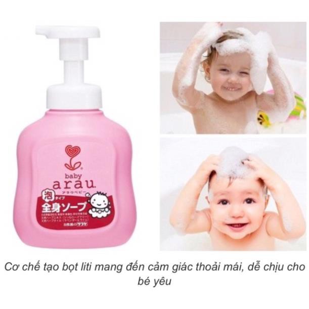 Sữa Tắm Gội Cho Bé Arau Baby Nhật Bản 450ml 100% Thiên Nhiên Nâng Niu Làn Da Nhạy Cảm Của Bé Yêu