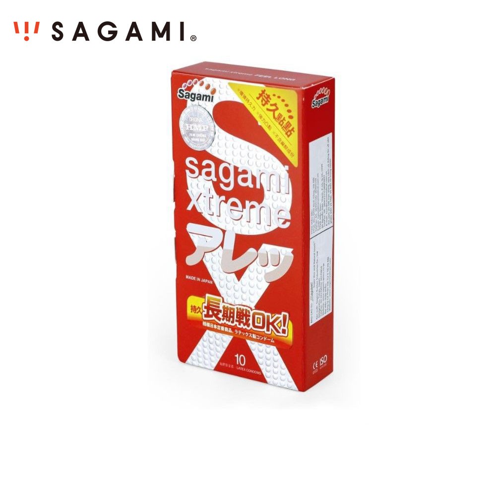 Bao Cao Su Kéo Dài Thời Gian SAGAMI Xtreme Feel Long Gân Gai, Siêu Mỏng Nhật Bản (Hộp 10 gói)