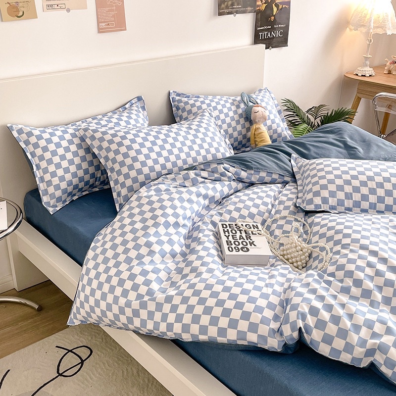 Bộ chăn ga gối poly cotton: hoạ tiết bàn cờ hot trend | BigBuy360 - bigbuy360.vn