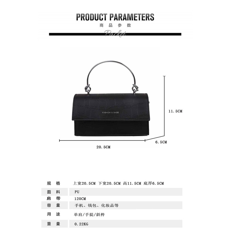 Túi Xách Đeo Vai Hình Vuông Cỡ Nhỏ Phối Dây Đeo Sợi Xích Thời Trang Cho Nữ