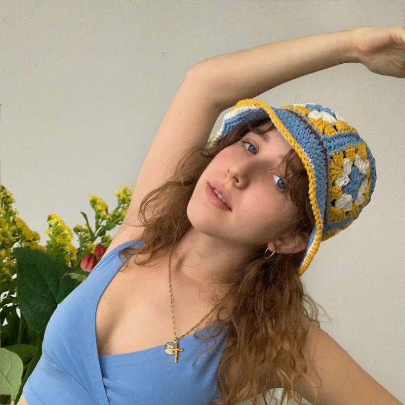 Nón len granny hat crochet