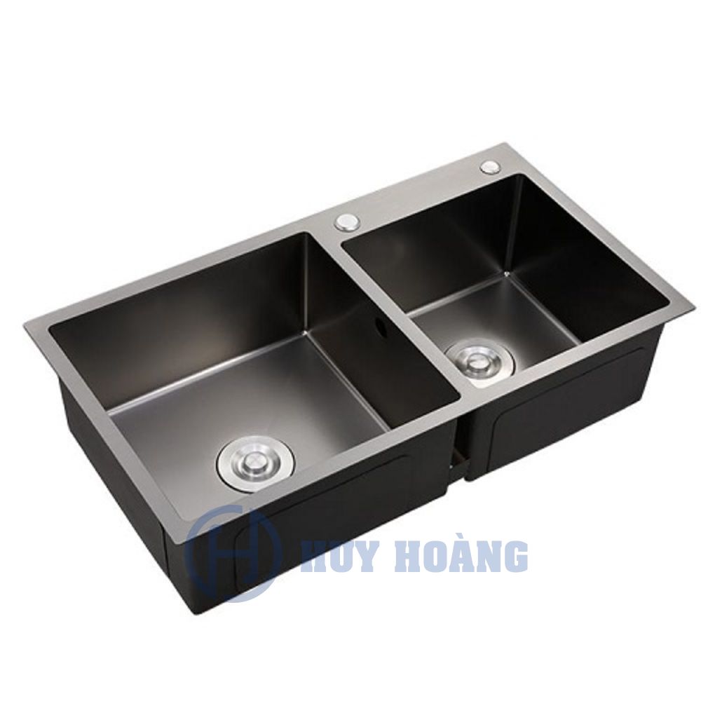 Chậu Rửa Bát, Chén 2 Hố Lệch Inox SUS304  Phủ Nano Cao Cấp Hàn Quốc Daewon DC8545L