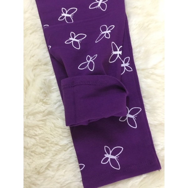 Quần Legging quần thun ôm màu tím hình bướm bé gái 24-40kg