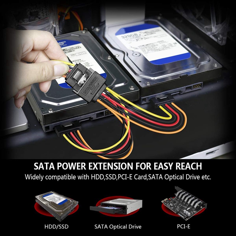 Set 2 dây cáp nguồn mở rộng 15 Pin SATA Male sang Female dành cho ổ cứng HDD / SSD
 | WebRaoVat - webraovat.net.vn