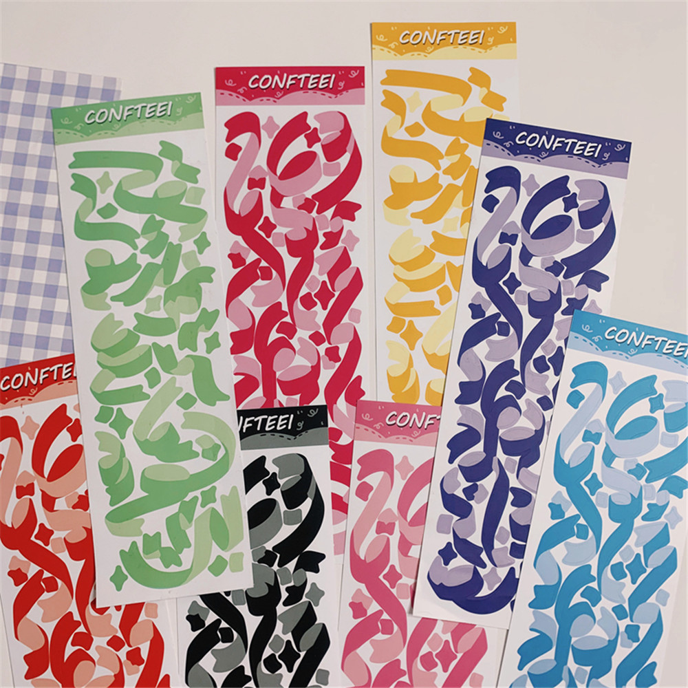 Sticker họa tiết ruy băng dài dùng để trang trí hình/điện thoại DIY