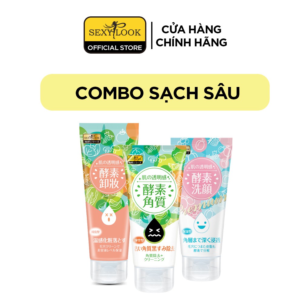 Combo Sạch Sâu SEXYLOOK Gel Tẩy Trang Dạng Nhiệt 150g + Sữa Rửa Cấp Ẩm 120g + Gel Tẩy Tế Bào Chết Lên Men 120g