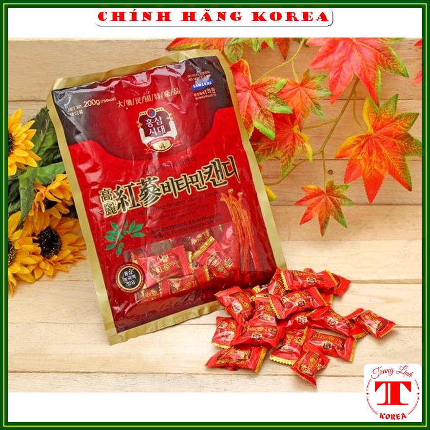 Kẹo hồng sâm hàn quốc, gói 200gr - Kẹo sâm cứng chính hãng Korea, tranglinh