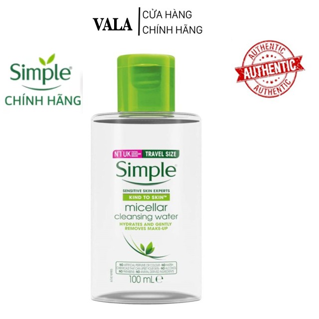 Nước Tẩy Trang Simple Dịu Nhẹ Cho Da Nhaỵ Cảm, Da Khô Micellar Cleansing Water 100ml