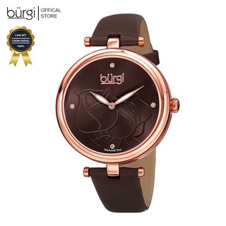 Đồng hồ thời trang nữ burgi bur151br mặt khắc hoa hồng dây da nâu 38mm